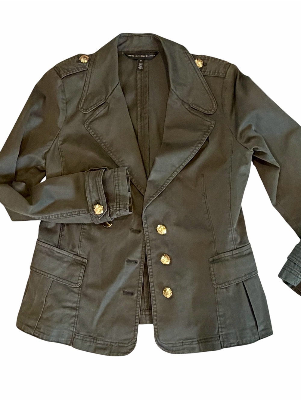 Women's Olive Green Military-Style Blazer Jacket